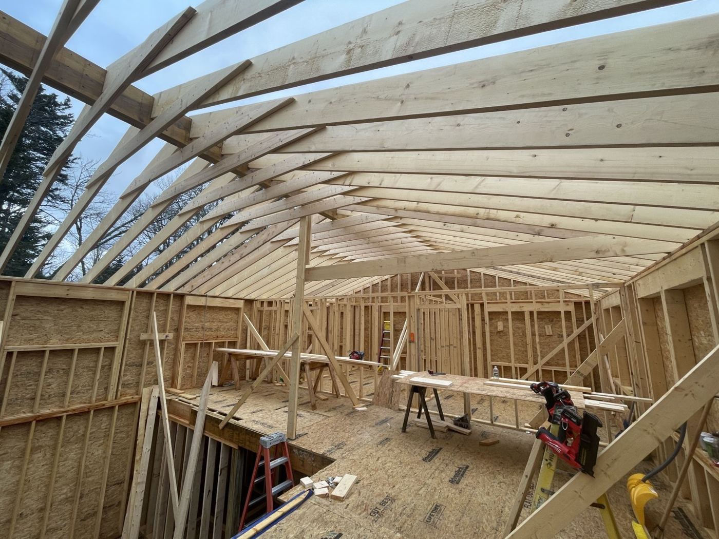 Roof rafters and second-floor framing